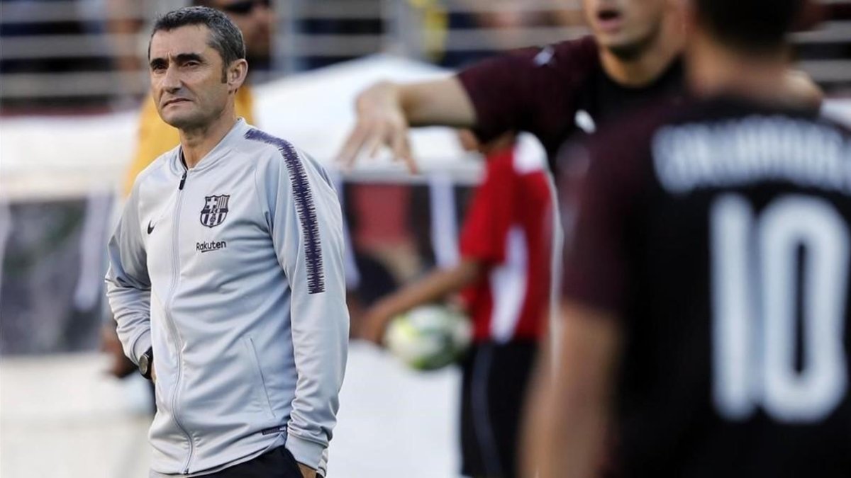 Valverde, durante el partido frente al Milan en la despedida de la gira.-JOHN G MABANGLO