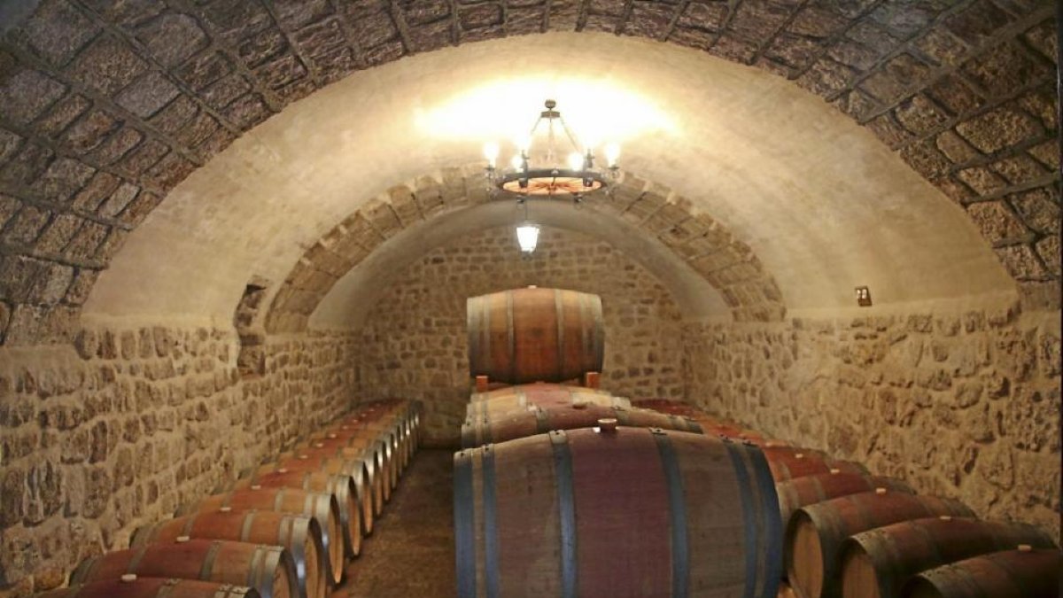 Nave de barricas de una de las bodegas de la localidad vallisoletana Cubillas de Santa Marta.-EL MUNDO