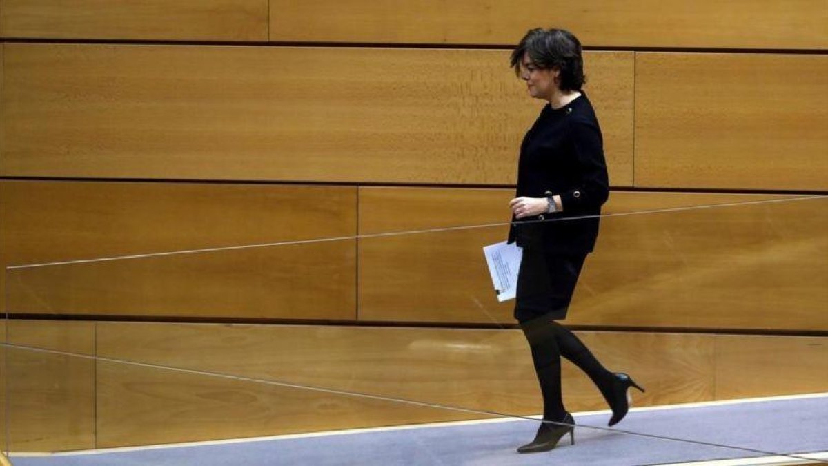 Soraya Sáenz de Santamaría, en una foto del 18 de diciembre del 2017, cuando acudió al Senado a dar cuenta del 155.-EFE / EMILIO NARANJO