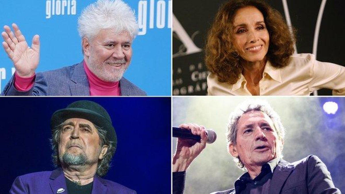 Pedro Almodóvar, Ana Belén, Joaquín Sabina y Miguel Ríos.-EL PERIÓDICO