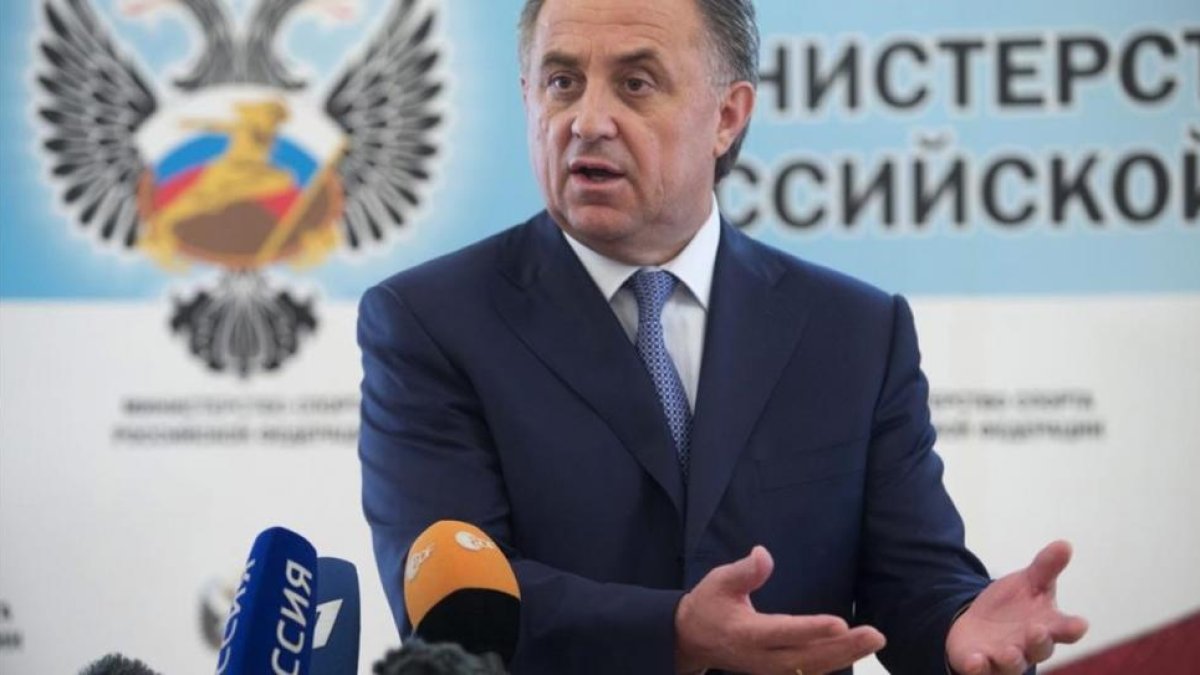 El ministro de Deportes ruso, Vitaly Mutkó, durante la rueda de prensa de este jueves en Moscú.-EFE / ALEXANDER ZEMLIANICHENKO JR