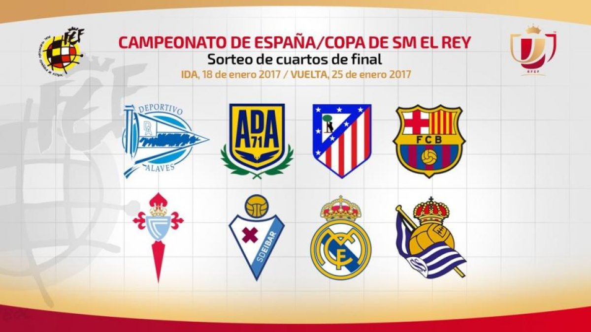 Los ocho equipos clasificados para cuartos de final de la Copa.-