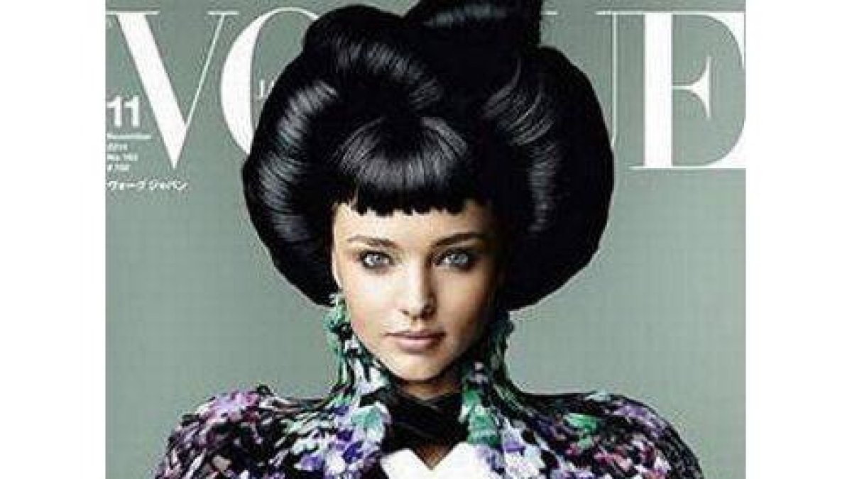 La portada de noviembre de 'Vogue' Japón, con Miranda Kerr vestida de gueisha.-