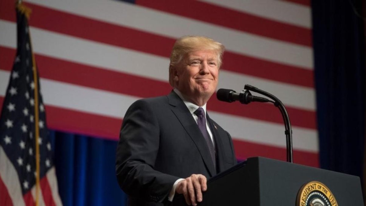 El presidente de EEUU, Donald Trump, aborda la seguridad nacional en Washington.-AFP / SAUL LOEB