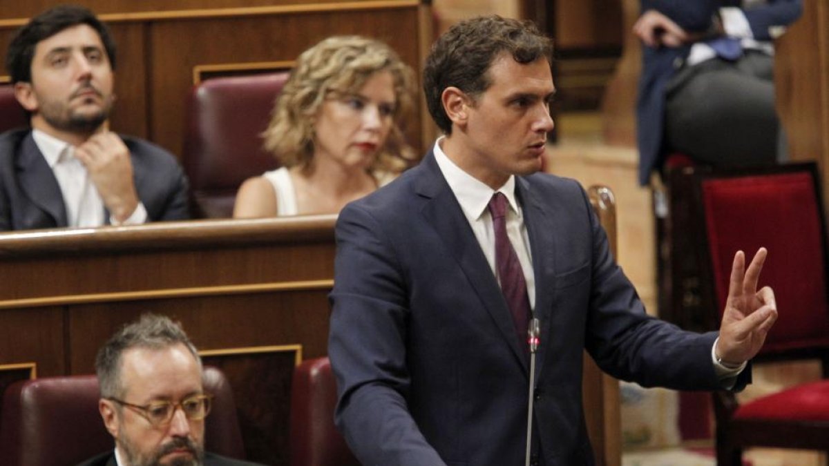 El presidente de Ciudadanos, Albert Rivera, durante su intervención en el Debate de Investidura-ICAL