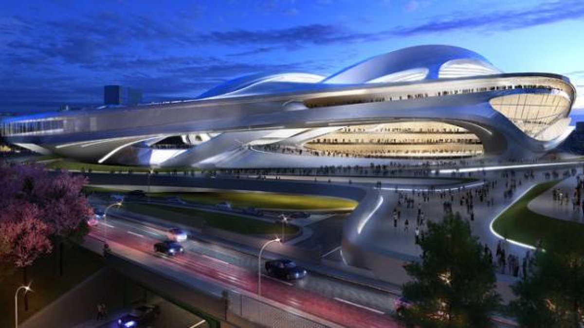 Imagen virtual del nuevo estadio olímpico de Tokio, que finalmente no se construirá.-Foto: AP