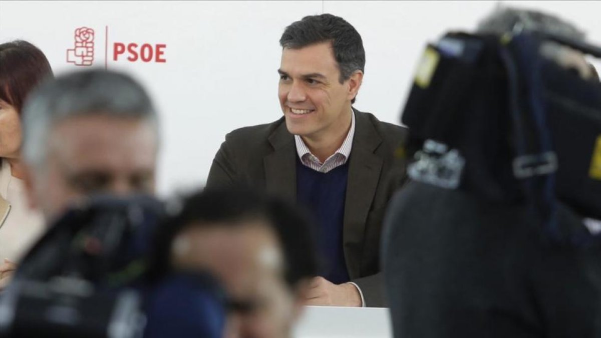 Sánchez, este lunes, durante la reunión de la ejecutiva del PSOE.-AGUSTÍN CATALAN