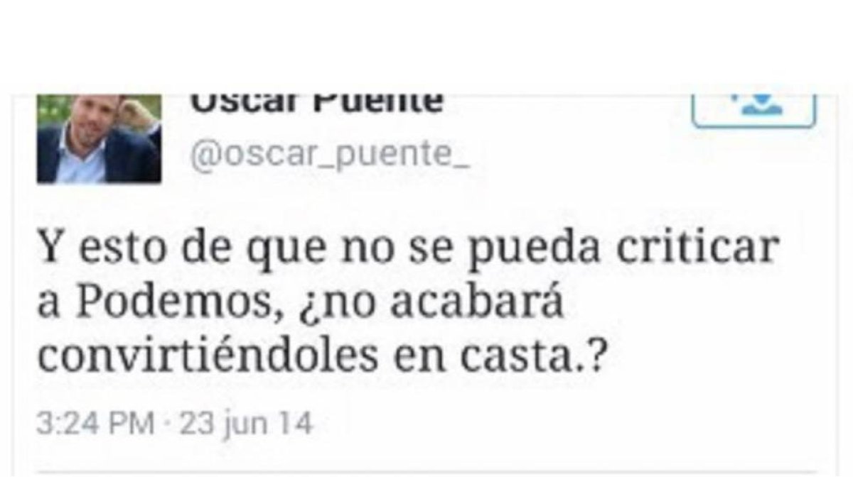 Mensaje de Puente sobre Podemos-Twitter
