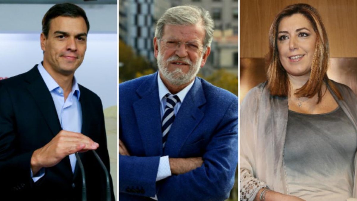 Pedro Sánchez, Juan Carlos Rodríguez Ibarra y Susana Díaz.-