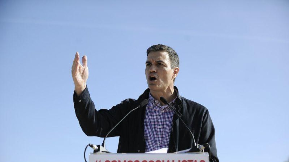 El exlíder del PSOE, y aspirante de nuevo a la secretaría general, Pedro Sánchez, en Dos Hermanas (Sevilla).-AFP / CRISTINA QUICLER