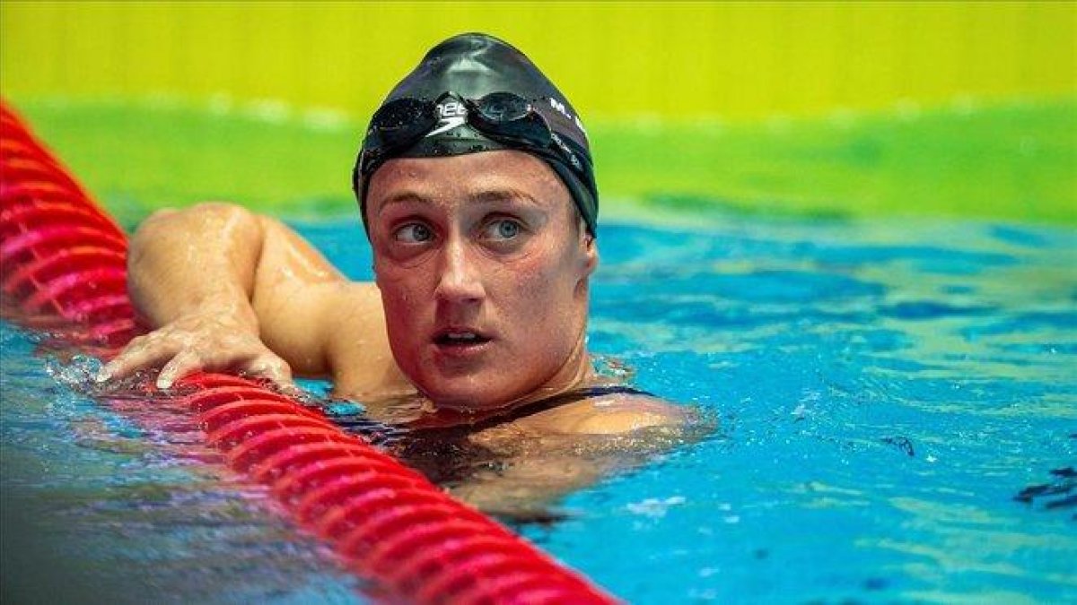 Mireia Belmonte después de competir en la final de 1.500 metros en Gwangju (Corea del Sur).-EFE / PATRICK B KRAEMER