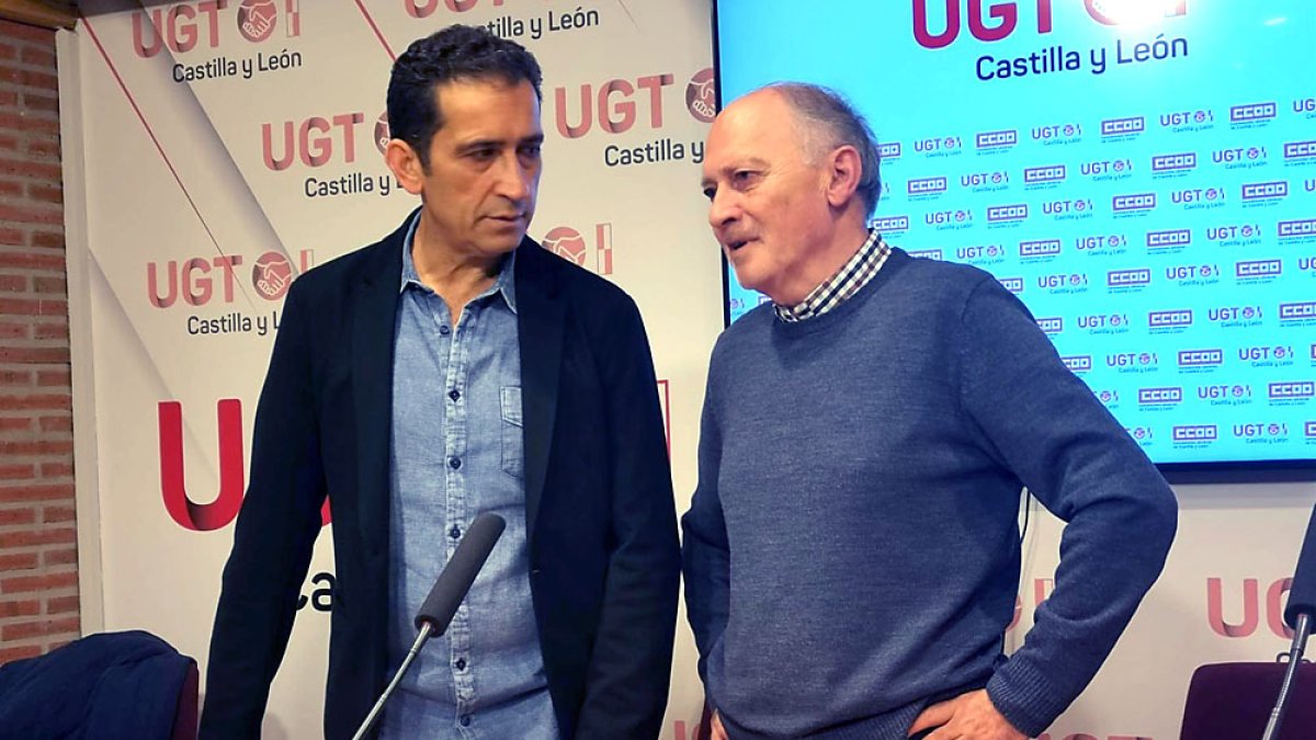 Vicente Andrés, de CCOO y Faustino Temprano, de UGT. E. PRESS