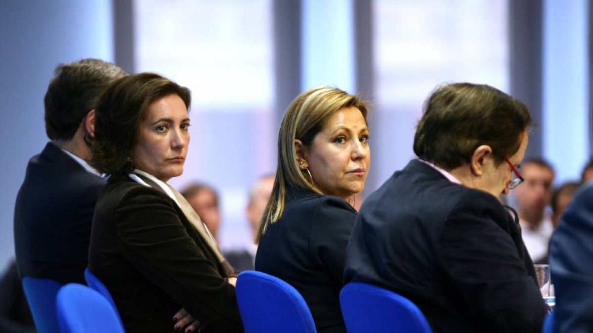Josefa García y Rosa Valdeón durante la reunión del Comité Ejecutivo del Partido Popular de Castilla y León-Ical