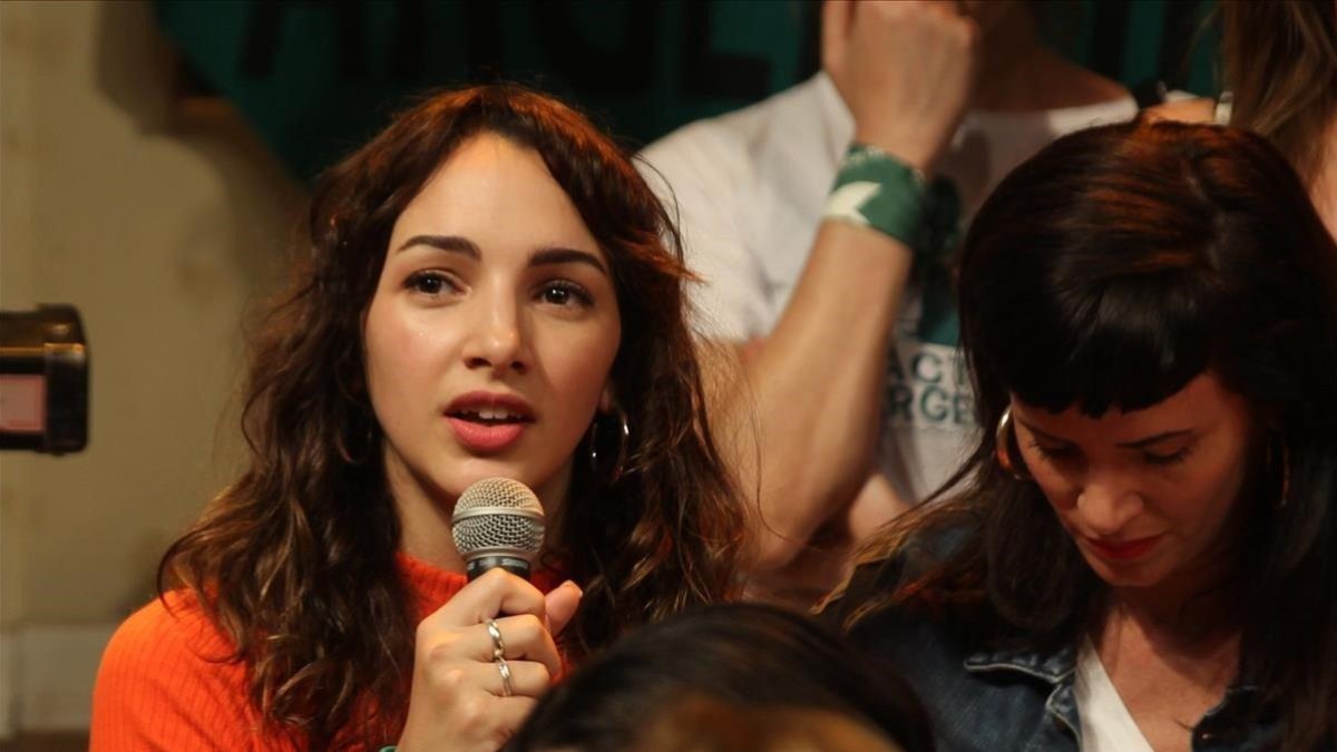 La actriz argentina Thelma Fardín, en la rueda de prensa del pasado martes en Buenos Aires.-MARINA GUILLÉN (EFE)