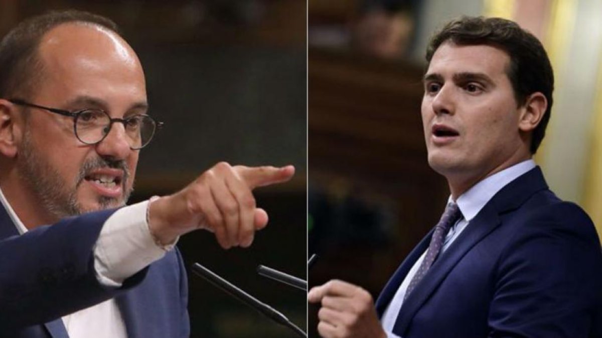 Carles Campuzano y Albert Rivera, en el Congreso.-EL PERIÓDICO