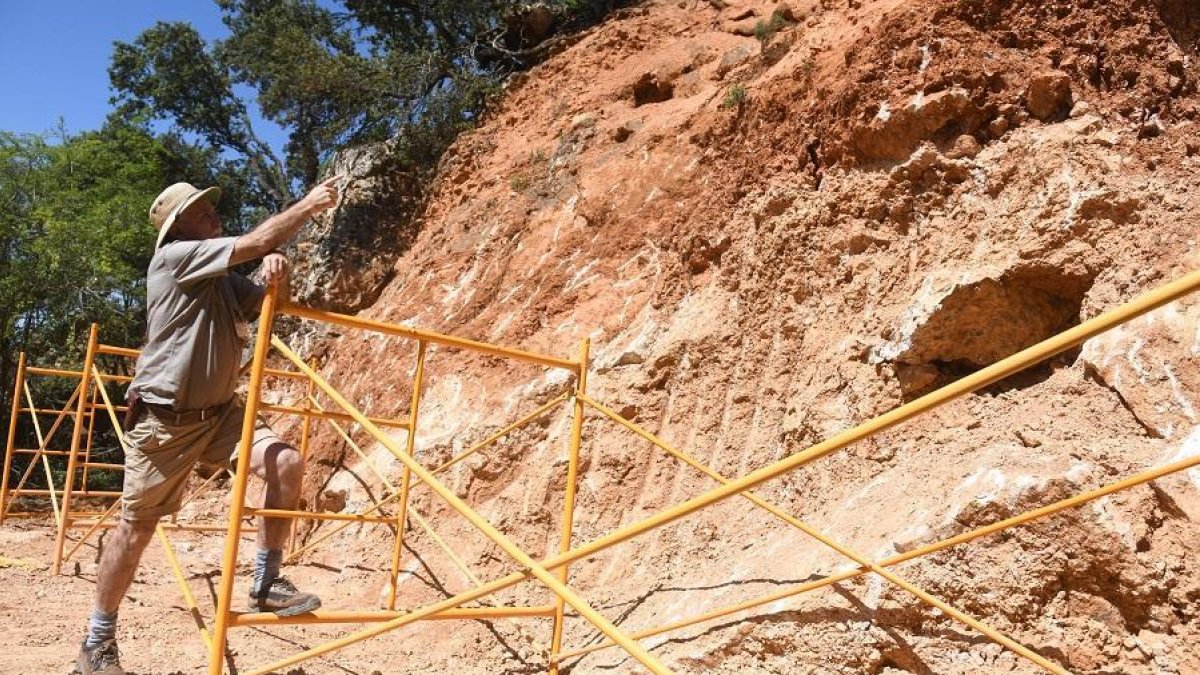 El coodirector de los yacimientos de Atapuerca, Eudald Carbonell, muestra el nuevo yacimiento 'La Paredeja'-ICAL