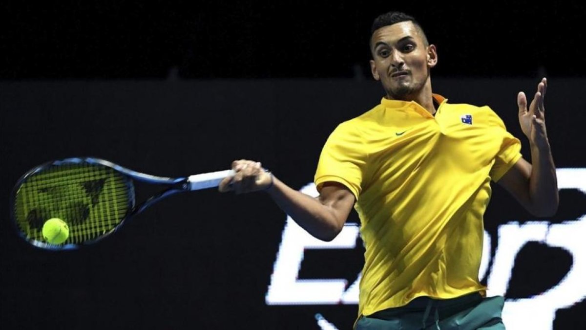 Kyrgios, en un momento del partido ante Nadal.-EFE / DAN HIMBRECHTS