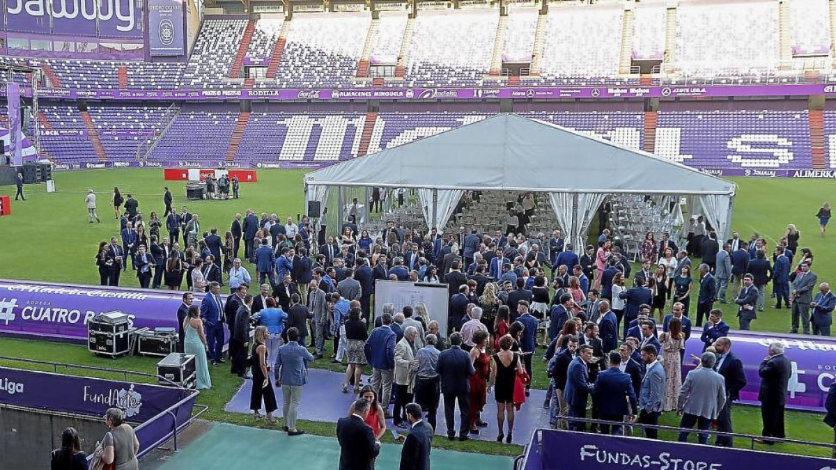Estado que presentaba la carpa instalada en el césped.-J.M. LOSTAU