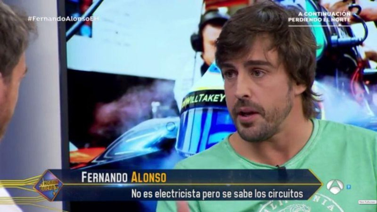 El piloto asturiano Fernando Alonso, durante su intervención en el programa de Antena 3 El hormiguero.-EL PERIÓDICO