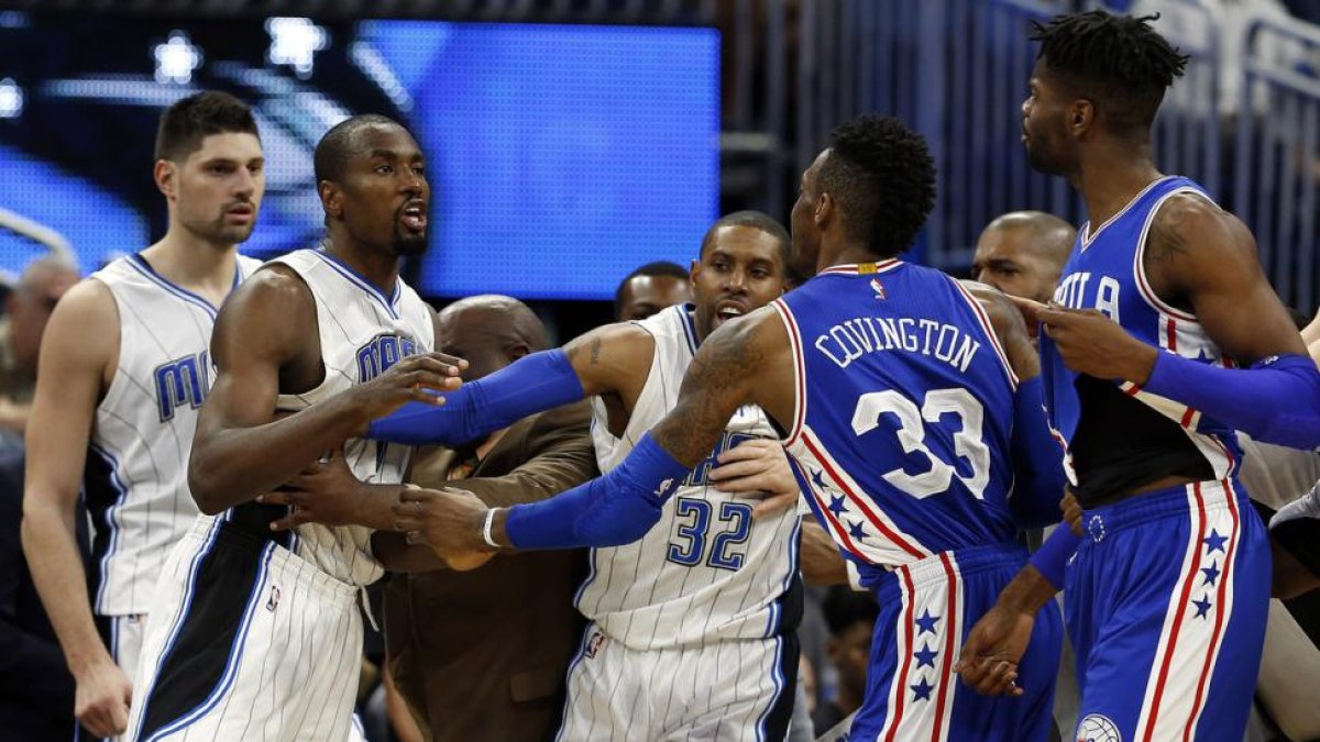 Serge Ibaka, durante el incidente.-KIM SPELLMAN