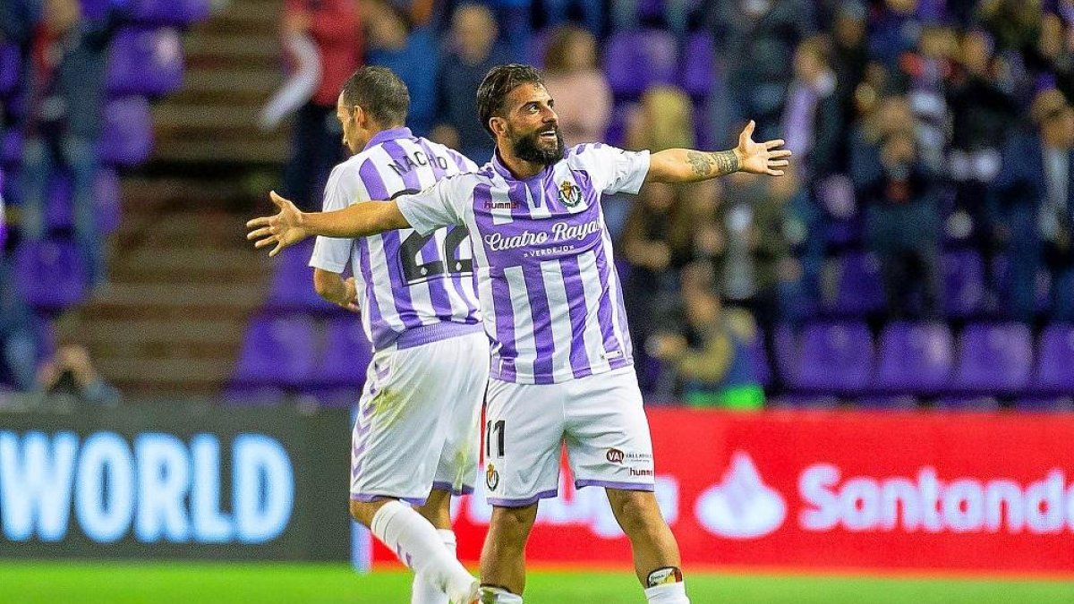 Verde celebra el gol anotado en el partido de ida contra el Espanyol.-PABLO REQUEJO