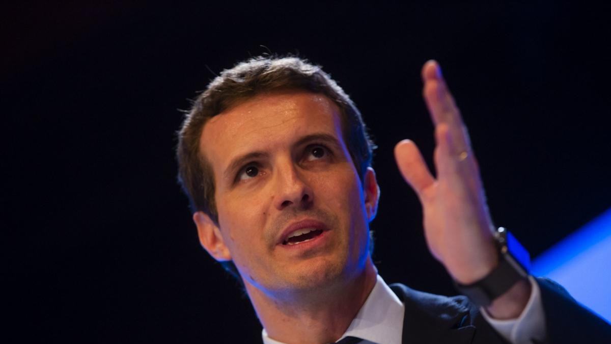 Casado, ayer, durante su discurso.-Á. NAVARRETE