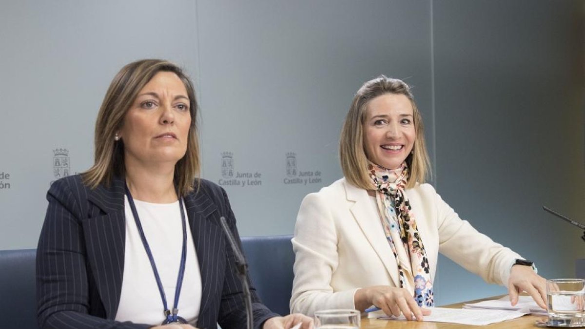 La consejera de Agricultura y Ganadería y portavoz de la Junta de Castilla y León, Milagros Marcos, y la consejera de Familia, Alicia García comparecen en rueda de prensa posterior al Consejo de Gobierno-ICAL