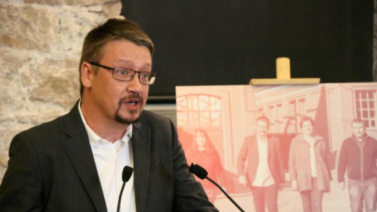 Xavier Domènech, en la presentación de la campaña de Catalunya en Comú.-EL PERIÓDICO