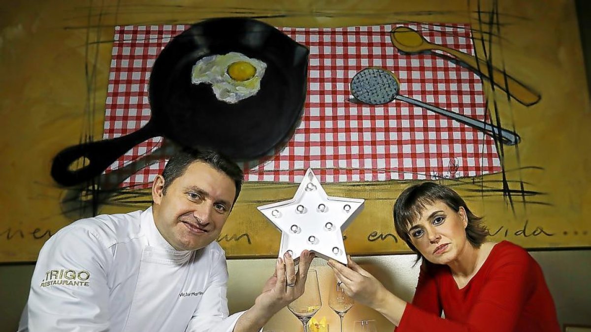 Víctor Martín y Noemí Martínez del Restaurante Trigo de Valladolid estrenan estrella Michelin en Madrid Fusión.-J. M. LOSTAU