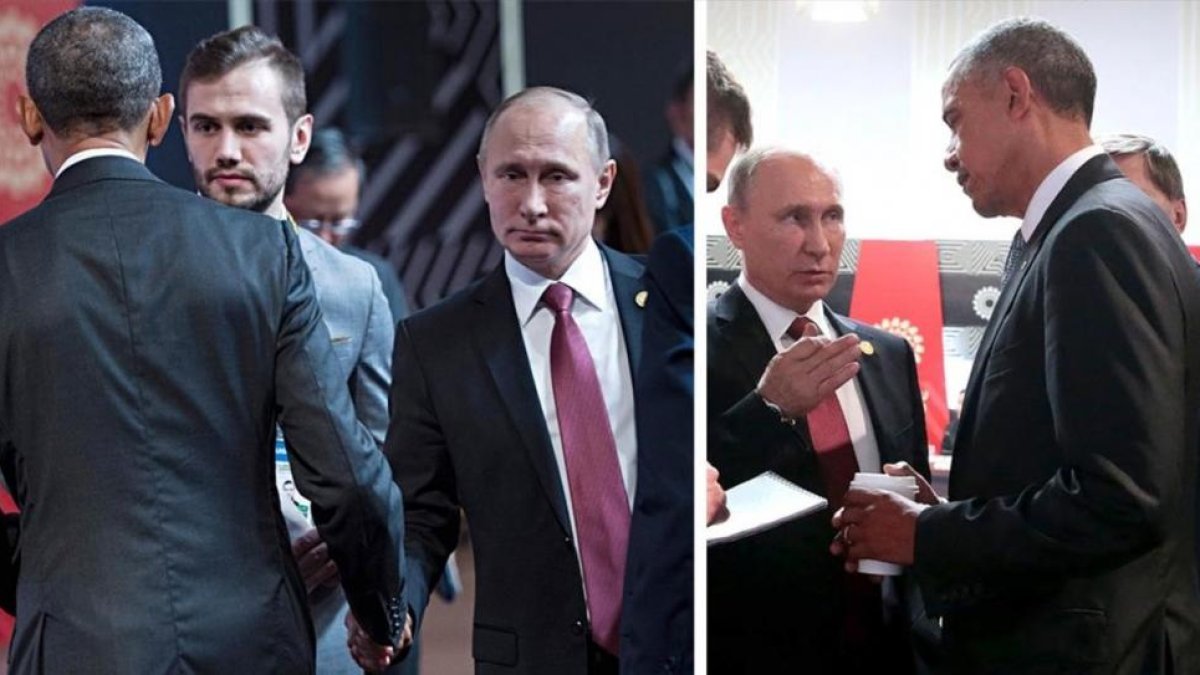 El frío saludo entre Obama y Putin en la cumbre de las APEC en Lima.-