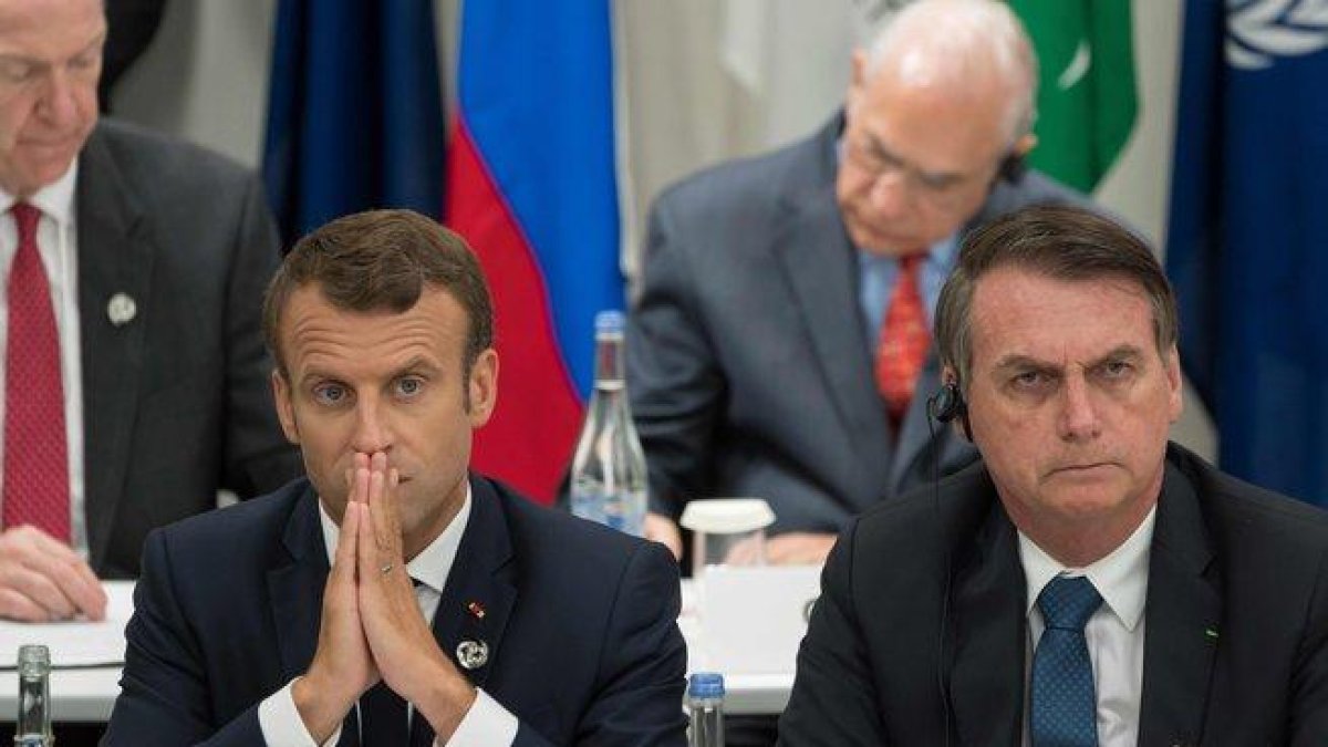Emmanuel Macron junto a Jair Bolsonaro, presidente de Brasil.-AFP