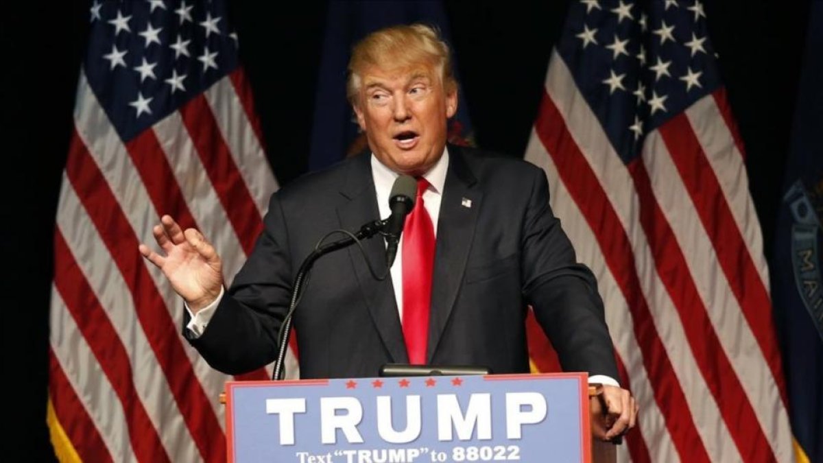 Donald Trump en un mitin este miércoles en Maine.-AP / ROBERT F BUKATY