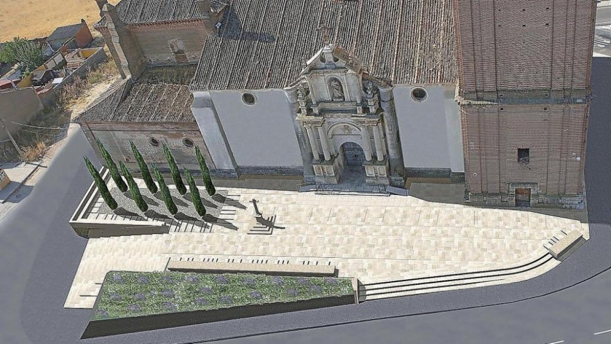 Simulacro de cómo quedará toda la zona del atrio tras más de un millón y medio de euros de inversión en diez años.-AYTO. MATAPOZUELOS