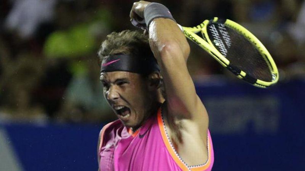 Nadal, en su partido con Nick Kyrgiosen Acapulco.-EFE