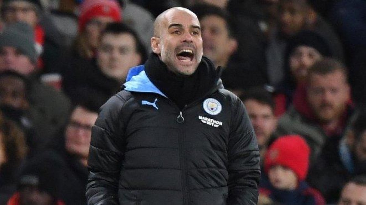 Guardiola, en el partido del City ante el Arsenal.-EFE