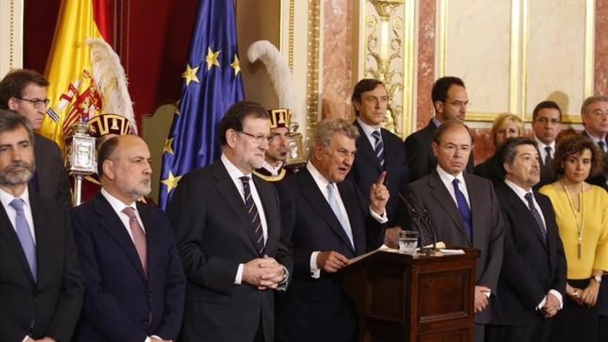 Los presidentes del Congreso y Senado en la última reunión de las Cortes, para celebrar el día de la Constitución.-JUAN MANUEL PRATS