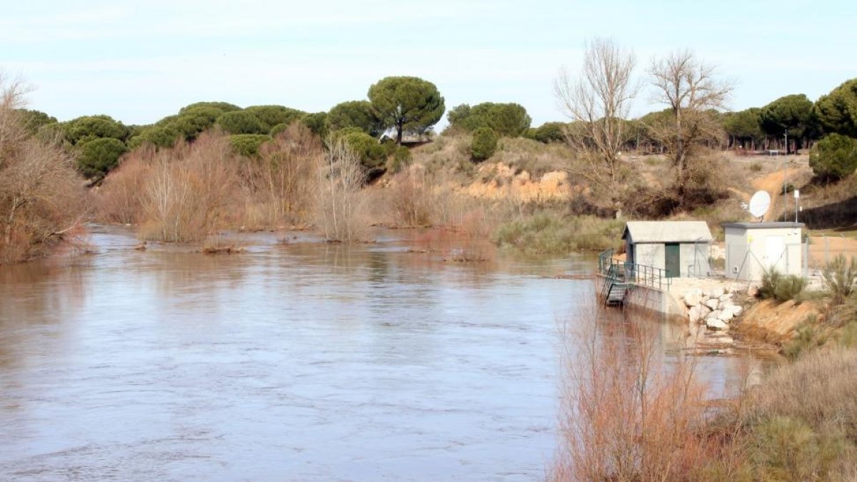 El río Adaja alcanza el nivel de alarma en Valdestillas (Valladolid).-ICAL