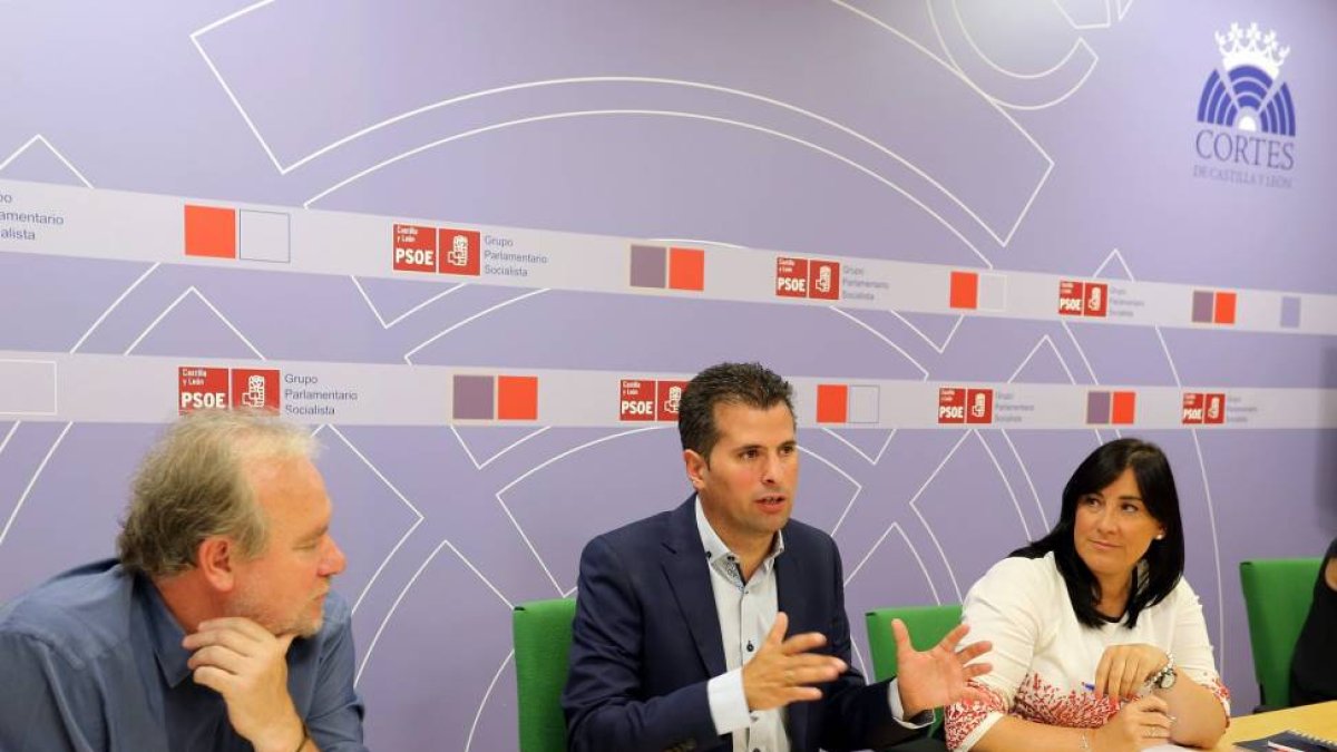 El portavoz del Grupo Parlamentario Socialista, Luis Tudanca, se reúne con los portavoces de su formación en las distintas comisiones de las Cortes regionales.-ICAL
