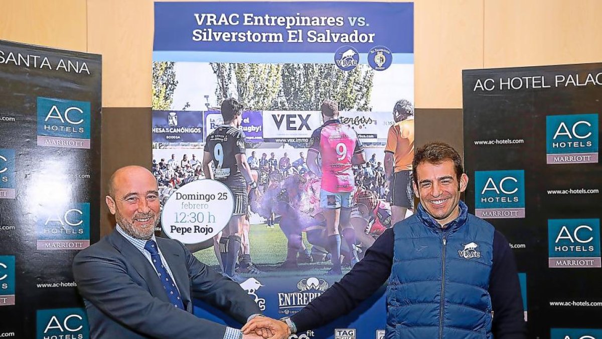 José María Valentín-Gamazo y Diego Merino, durante la presentación del derbi.-J. M. LOSTAU