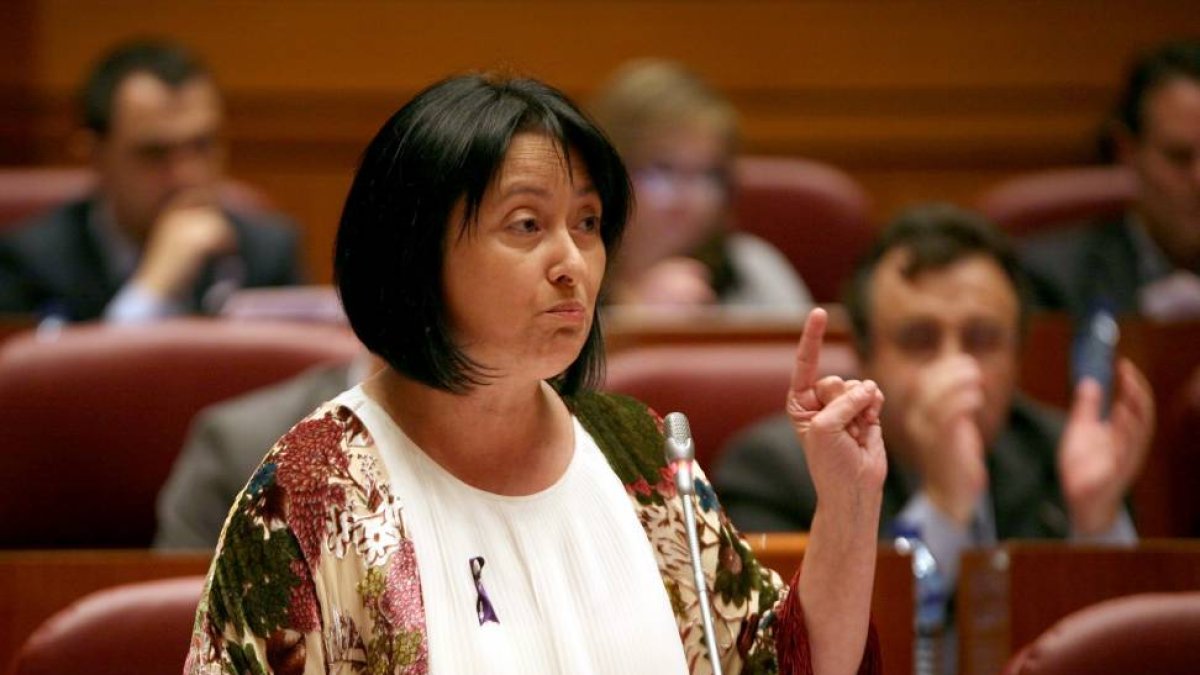 La procuradora socialista Ángela Marqués durante su intervención del Pleno de las Cortes de Castilla y León-Ical