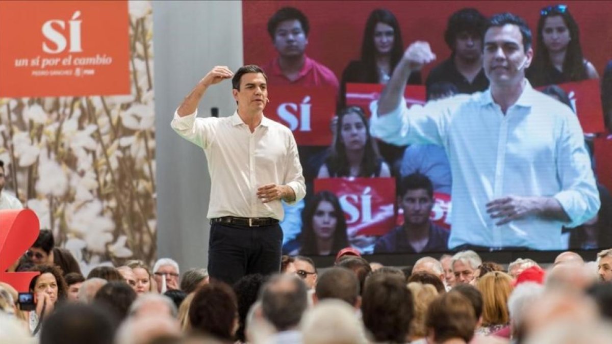 Pedro Sánchez, el pasado domingo en Palma de Mallorca.-EFE