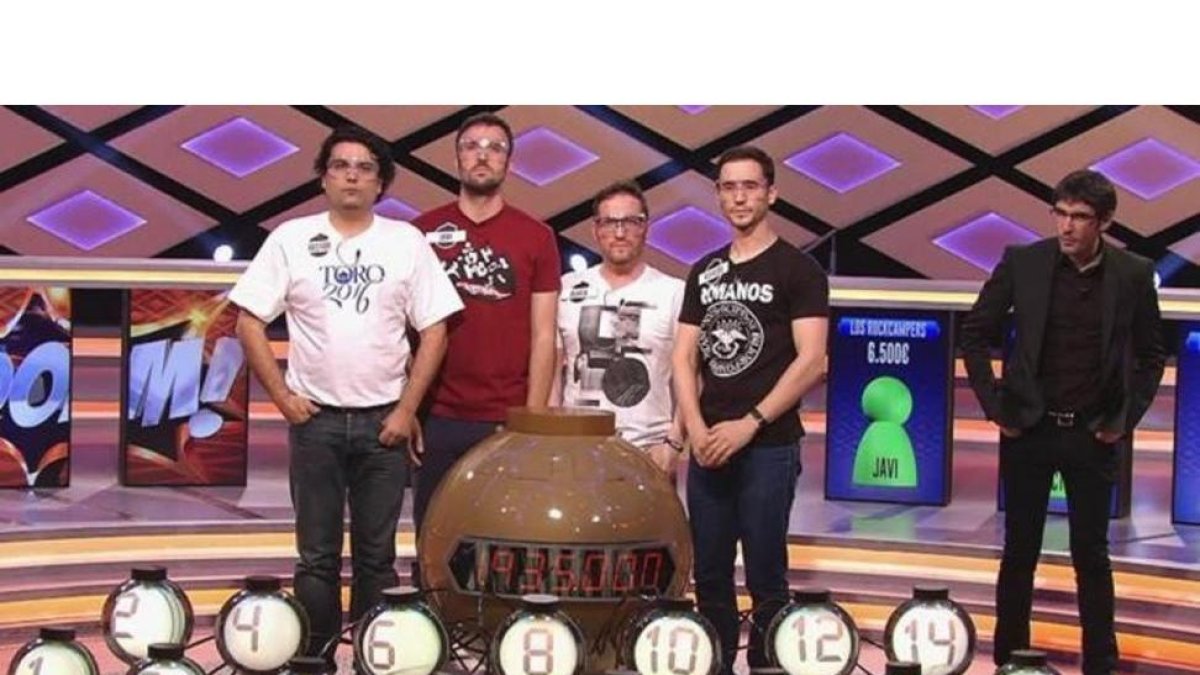Héctor Miguel Paramio, Javier Miralles, Rubén Calvo y Alfredo Mayo, Los Rockcampers, en el concurso '¡Boom'!, de Antena 3.-