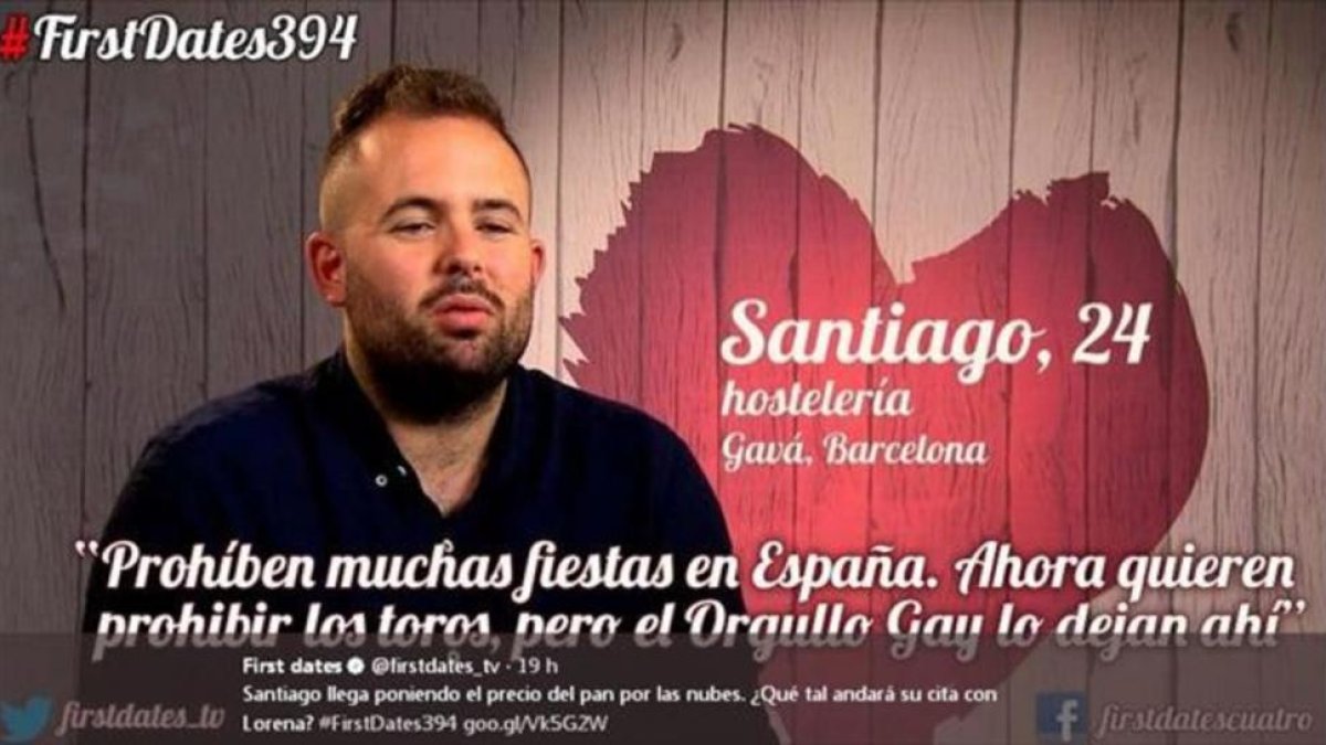 Santiago Contreras, en un momento de su intervención en el programa de Cuatro First dates.-