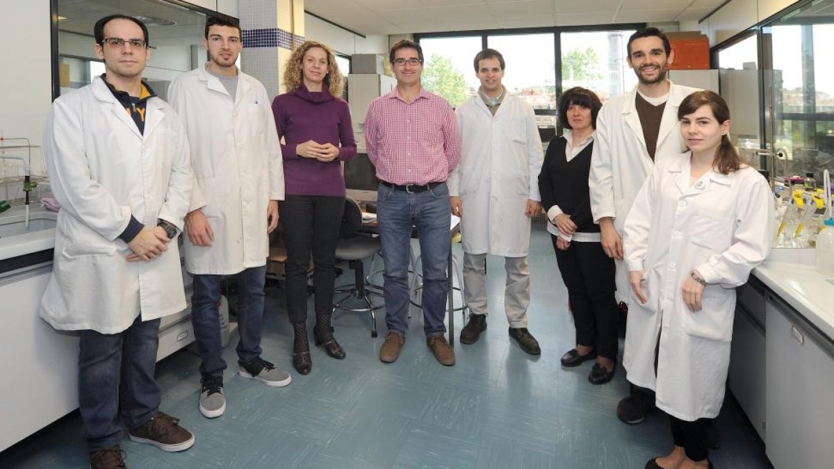 Aranzazú Heras y Álvaro Colina en el centro, con el grupo de investigación que ha participado en el proyecto.-ISRAEL MURILLO