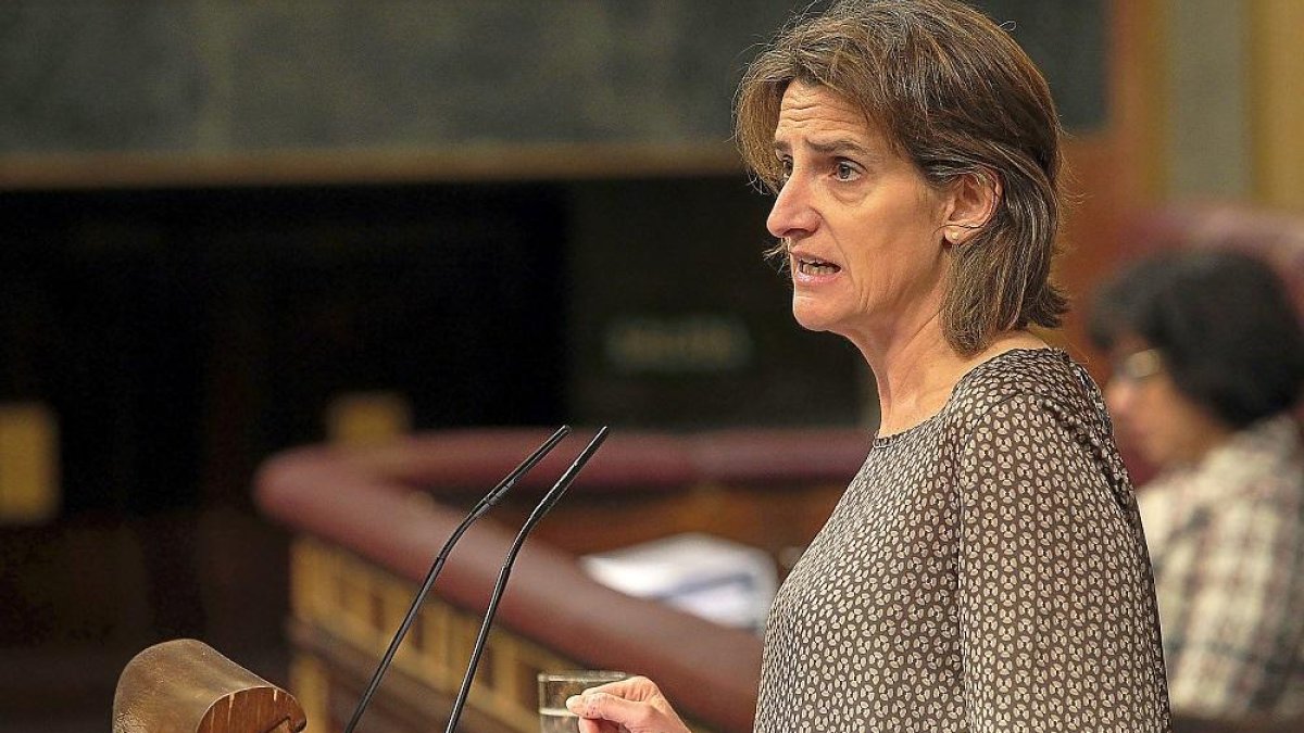 La ministra de Transición Ecológica, Teresa Ribera, durante su intervención en el Congreso de los diputados.-ICAL
