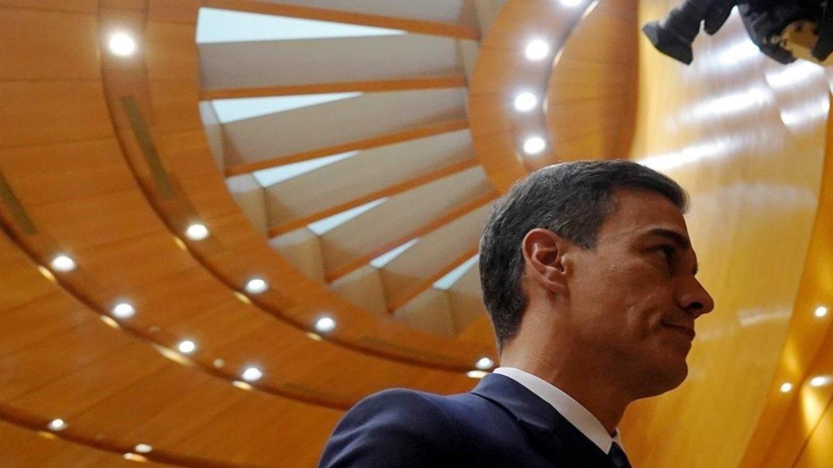 Pedro Sánchez, este martes en el Senado.-JOSE LUIS ROCA