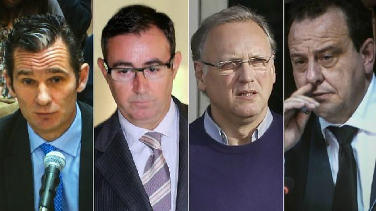 Iñaki Urdangarin, Diego Torres, Marco Antonio Tejeiro y el fiscal Pedro Horrach.-