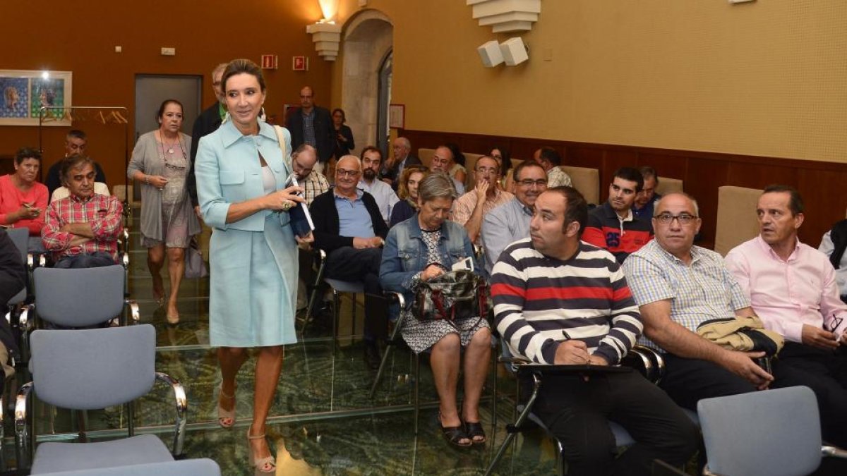 La directora general de Telecomunicaciones de la Junta, María Victoria Seco, se reúne con los alcaldes de la provincia de Burgos para explicar las ayudas de acceso a Internet por satélite.-ICAL
