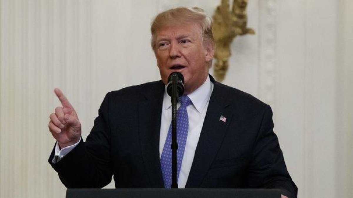 Donald Trump, el presidente de los Estados Unidos en rueda de prensa.-AP