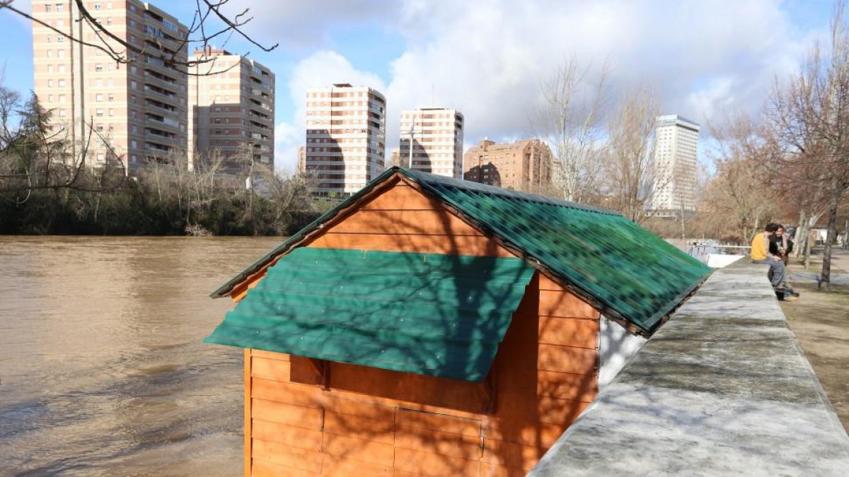 Crecida del río Pisuerga a la altura de la Playa de las Moreras en Valladolid.-ICAL